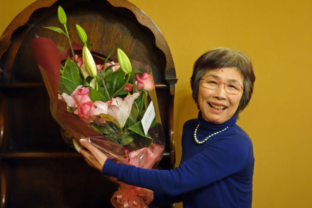 山田さんに退職祝いのお花